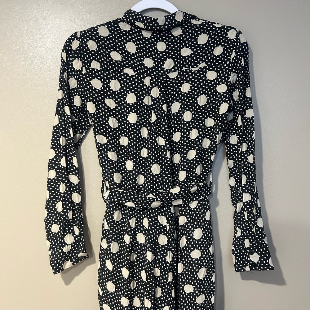 NWOT floor length maxi belted bodysuit 70s disco coastal polka dot - Picture 3 of 7